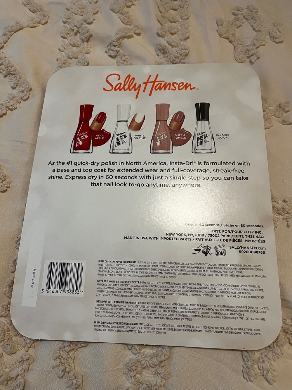 Sally Hansen Insta-Dri Nail Polish 4-Pack — Red, White, Nude, Clear - Picture 2 of 2